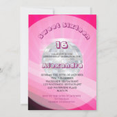 Carte 16e anniversaire Disco Dance Musique Pink Invitati (Dos)