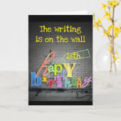 CARTE **16E** ANNIVERSAIRE** ÉCRIRE EST AU MUR (Fleur jaune)