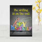 Carte **16e ANNIVERSAIRE** ÉCRIRE EST AU MUR ANNIVERSAIR (Fleur jaune)