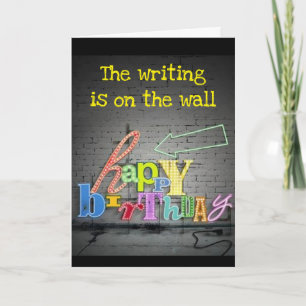 Carte **16e ANNIVERSAIRE** ÉCRIRE EST AU MUR ANNIVERSAIR
