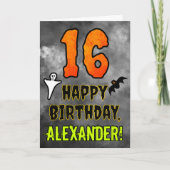Carte 16e anniversaire : Eerie Halloween Thème + Nom per (Devant)