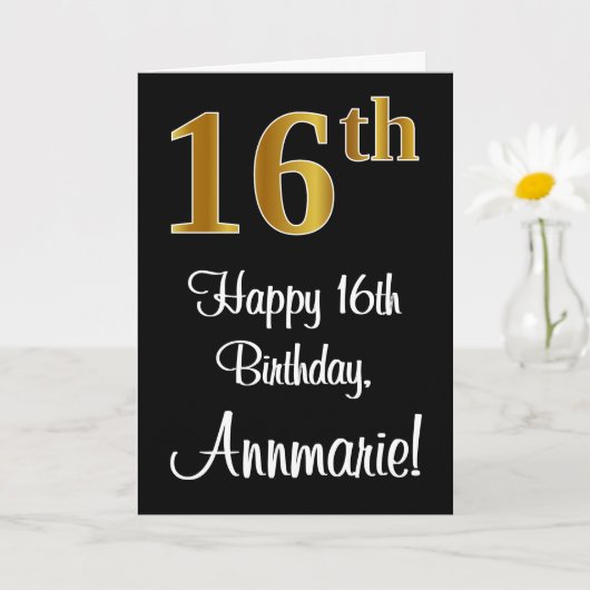 Carte 16e anniversaire ~ Elégant luxe Faux Gold Look # (Petite plante)
