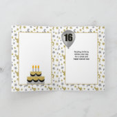 Carte 16e anniversaire Gold et Silver Confetti Balloon (Intérieur)