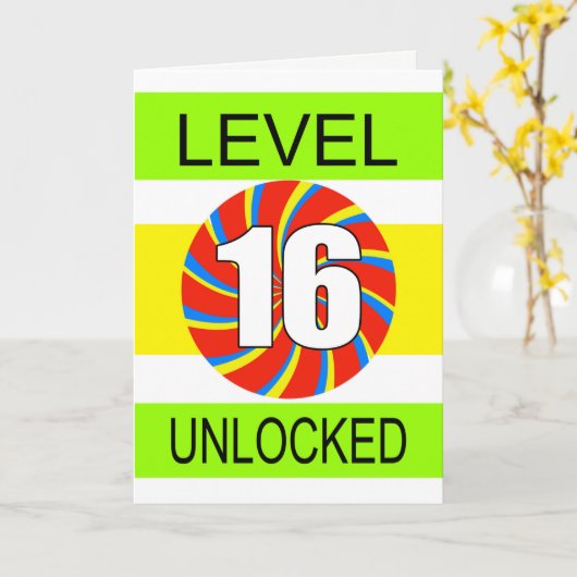 Carte 16e anniversaire Jeu d'ordinateur (Fleur jaune)