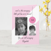 Carte 16e anniversaire nom date rose blanc photo (Fleur jaune)