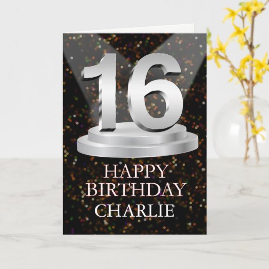 Carte 16e anniversaire Points saillants Ajouter une cart (Fleur jaune)