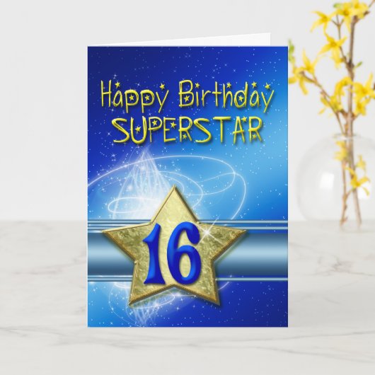 Carte 16e anniversaire pour Superstar (Fleur jaune)