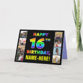 Carte 16e anniversaire : Rainbow Text, Custom Photos & N (Devant)