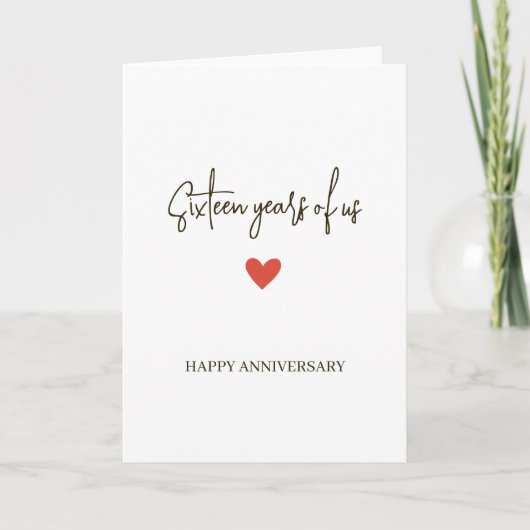 Carte 16e anniversaire – Seize ans ensemble (Devant)