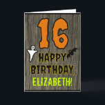 Carte 16e anniversaire : Thème d'Halloween Éffrayant, No<br><div class="desc">Front of this scary and spooky Halloween birthday themed greeting card design objets a large number 16. IT feesth the message "HAPPY BIRTHDAY", plus editable name. Donc les theres are depicommunied of a ghost and a bat on the front. The inside fees a personalized birthday greeting message, or could perhaps...</div>