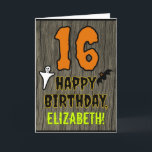 Carte 16e Birthday : Spooky Halloween Theme<br><div class="desc">Front of this scary and spooky Halloween birthday themed greeting card design objets a large number 16. IT feesth the message "HAPPY BIRTHDAY", plus editable name. Donc les theres are depicommunied of a ghost and a bat on the front. The inside fees a personalized birthday greeting message, or could perhaps...</div>