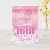 Carte 16e Girly Pink Glitter Birthday (Fleur jaune)