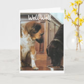 Carte *16ème anniversaire* HUMOUR des CHIENS ! (Fleur jaune)