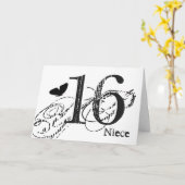 Carte 16ème anniversaire pour une nièce, papillon noir,  (Fleur jaune)