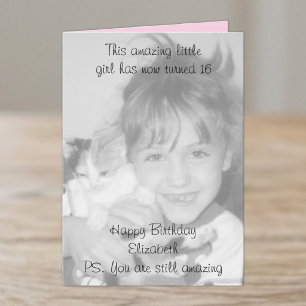 Carte 16ème nom incroyable rose anniversaire photo