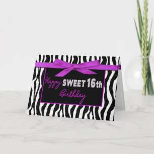 Carte 16ème SALUTATION d'ANNIVERSAIRE de BONBON - ZÈBRE