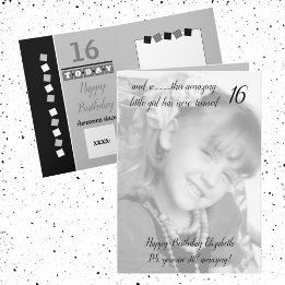 Carte 16th still amazing grey and black birthday photo