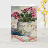Carte 1790 African Violets en Blue Pot Birthday (Fleur jaune)