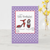 Carte 17 Anniversaire Chaussures rouges (Fleur jaune)