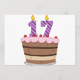 Carte 17 ans sur le gâteau d'anniversaire