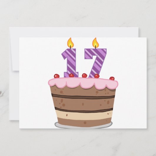 Carte 17 ans sur le gâteau d'anniversaire (Devant)
