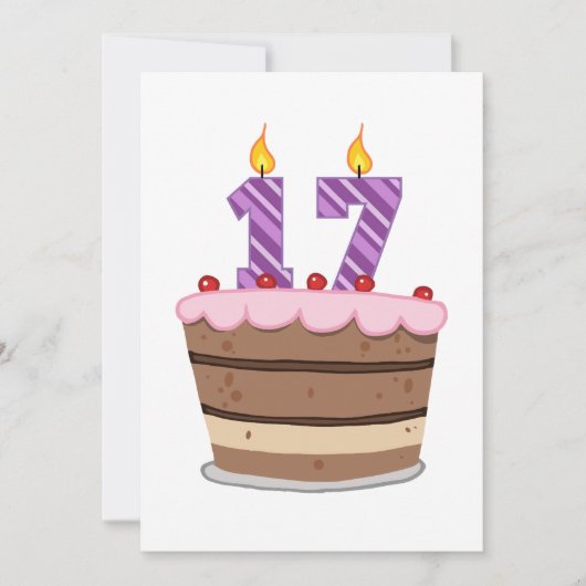 Carte 17 ans sur le gâteau d'anniversaire (Devant)