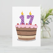Carte 17 ans sur le gâteau d'anniversaire (Debout devant)