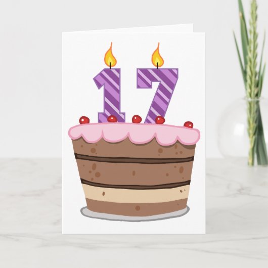 Carte 17 ans sur le gâteau d'anniversaire (Devant)