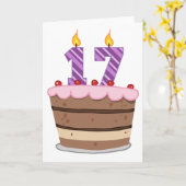 Carte 17 ans sur le gâteau d'anniversaire (Fleur jaune)