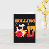 Carte 17 Bowling Anniversaire Fête 17 Ans (Fleur jaune)