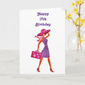 Carte ****17e ANNIVERSAIRE**** À NOTRE "JOLIE JEUNE DAME (Fleur jaune)