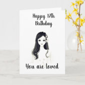 Carte ****17e ANNIVERSAIRE**** À NOTRE "JOLIE JEUNE DAME (Fleur jaune)