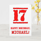 Carte 17e anniversaire : Amusant, Timbre en caoutchouc r (Fleur jaune)