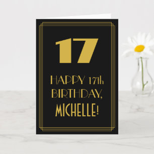 Carte 17e anniversaire ~ Art Déco Inspiré Look "17" & No