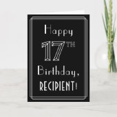 Carte 17e anniversaire : Art Déco Style # 17 & Nom perso (Devant)