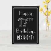 Carte 17e anniversaire : Art Déco Style # 17 & Nom perso (Fleur jaune)
