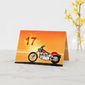Carte 17e anniversaire Coucher de soleil de moto (Fleur jaune)