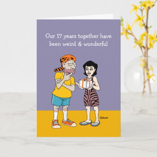 Carte 17e anniversaire de Mariage Cheeky (Fleur jaune)