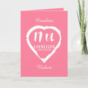 Carte 17e anniversaire de mariage traditionnel cornaline