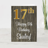 Carte 17e anniversaire : Elégant look d'or Faux #, Faux  (Devant)