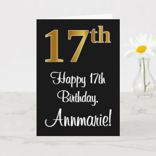 Carte 17e anniversaire ~ Elégant luxe Faux Gold Look #