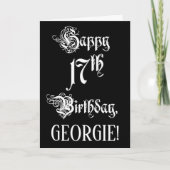 Carte 17e anniversaire : Fancy, Elegant Script + Nom per (Devant)