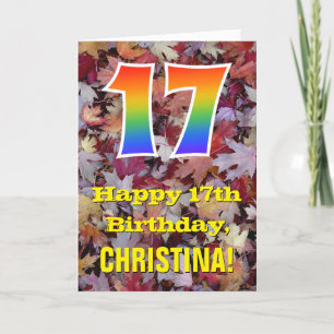 Carte 17e anniversaire; Feuilles d'automne rustiques; Ar