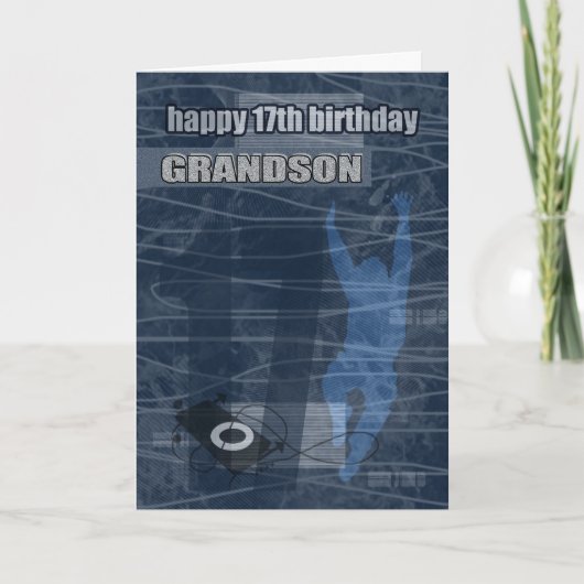 Carte 17e anniversaire Grandson Design moderne (Devant)