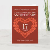 Carte 17e anniversaire mariage carnelien perles coeur (Devant)