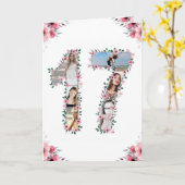 Carte 17e anniversaire Photo Collage Fille Rose Fleur Bl (Fleur jaune)