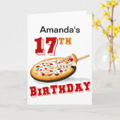 Carte 17e anniversaire Pizza fête (Fleur jaune)
