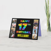 Carte 17e anniversaire : Rainbow Text, Custom Photos & N (Devant)