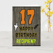 Carte 17e anniversaire : Thème d'Halloween Éffrayant, No (Fleur jaune)