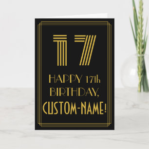 Carte 17ème anniversaire : Art Déco Inspiré Look "17" & 